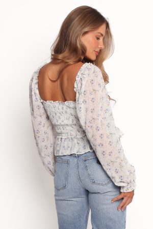 Paloma Long Sleeve Top – Blue Floral