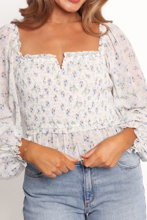 Paloma Long Sleeve Top – Blue Floral