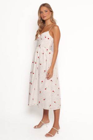 Paloma Maxi Dress – White Red Floral