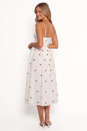 Paloma Maxi Dress – White Red Floral