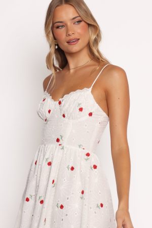 Paloma Maxi Dress – White Red Floral