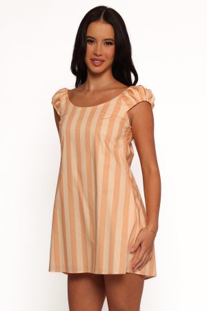 Pammy Mini Dress – Terracotta Stripe