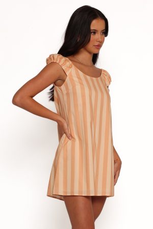 Pammy Mini Dress – Terracotta Stripe