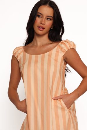 Pammy Mini Dress – Terracotta Stripe