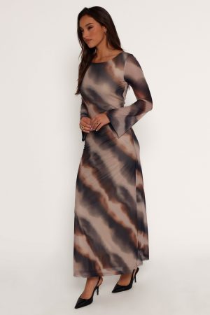 Pandora Long Sleeve Maxi Dress – Ombre Stripe