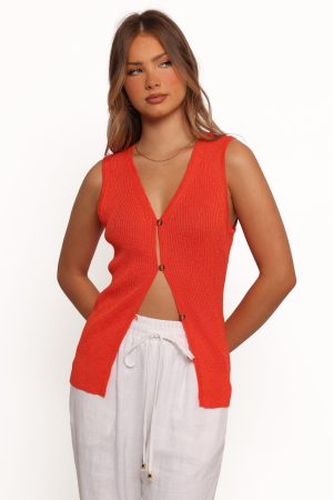 Parma Knit Vest Top – Blood Orange