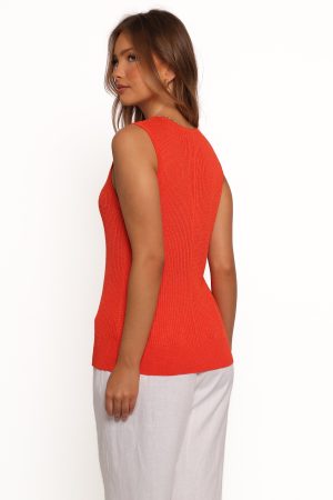 Parma Knit Vest Top – Blood Orange