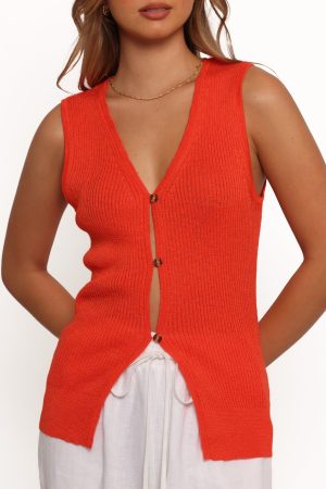 Parma Knit Vest Top – Blood Orange
