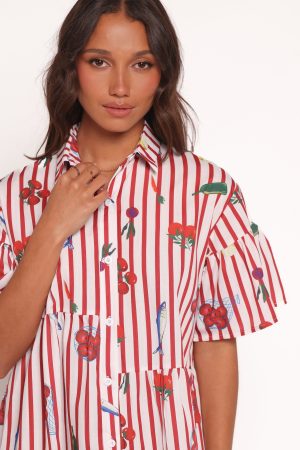 Peachy Mini Dress – Red Picnic Stripe