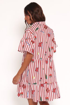 Peachy Mini Dress – Red Picnic Stripe