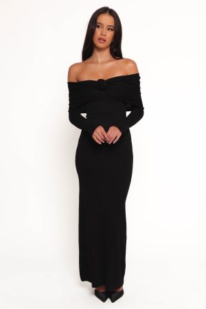 Pennie Maxi Dress – Black Sequin Knit
