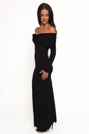 Pennie Maxi Dress – Black Sequin Knit