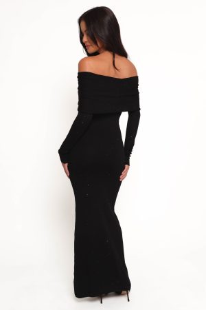 Pennie Maxi Dress – Black Sequin Knit