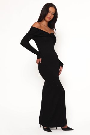 Pennie Maxi Dress – Black Sequin Knit