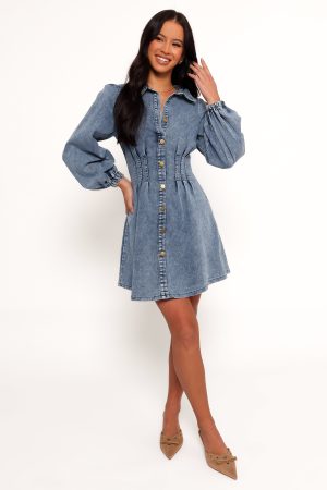 Phoenix Long Sleeve Mini Dress – Denim
