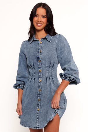 Phoenix Long Sleeve Mini Dress – Denim
