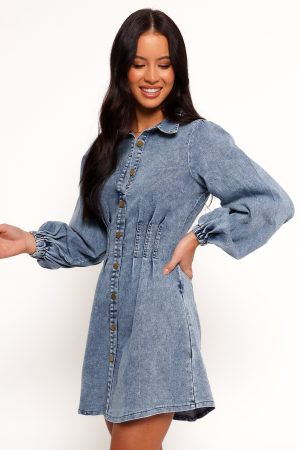Phoenix Long Sleeve Mini Dress – Denim