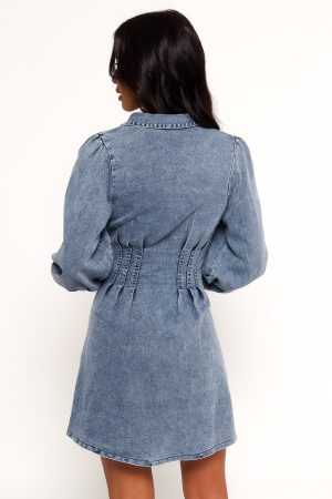 Phoenix Long Sleeve Mini Dress – Denim