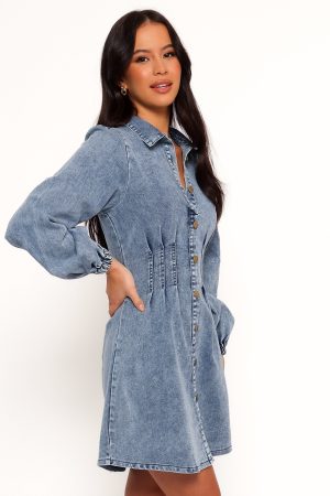 Phoenix Long Sleeve Mini Dress – Denim