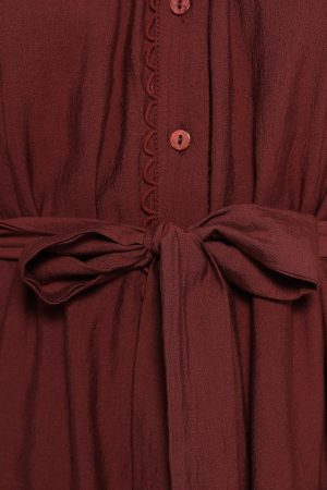 Pierce Long Sleeve Mini Dress – Dark Wine