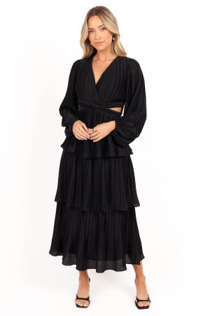 PIppa Long SLeeve Midi Dress – Black