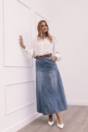 Gwen Denim Skirt – Mid Wash Denim