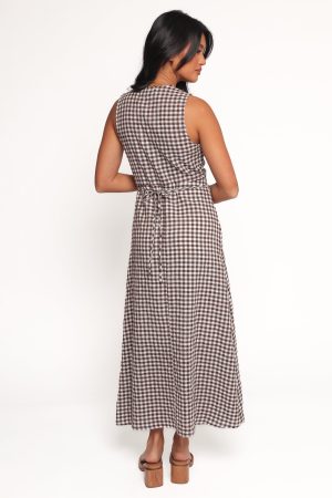Queenie Midi Dress – Brown Gingham