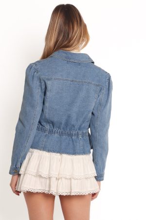 Raine Peplum Denim Jacket – Denim