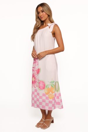 Reagan One Shoulder Midi Dress – Pink