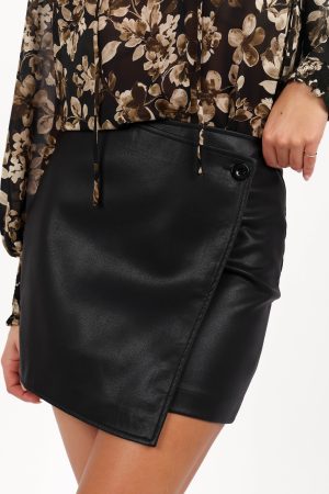 Rebecca Faux Leather Mini Skirt – Black