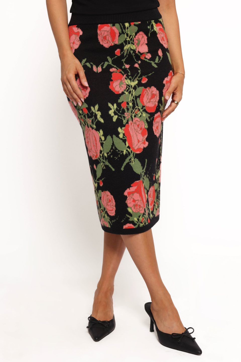Reeva Knit Skirt - Black Floral