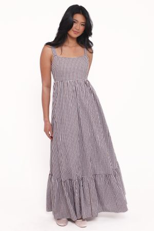 Reid Maxi Dress – Brown Gingham