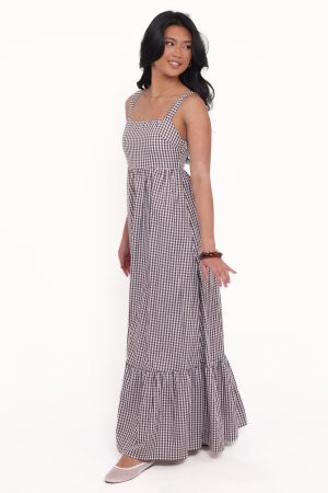 Reid Maxi Dress – Brown Gingham