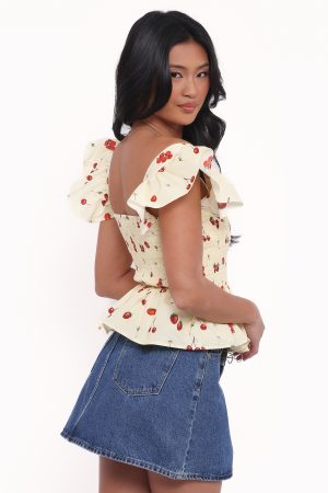 Remira Smocked Ruffle Top – Yellow Cherry