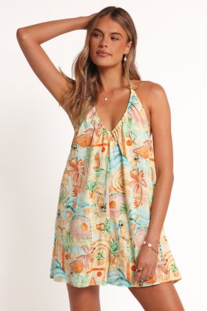 Renata Halter Romper – Golden Palm