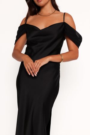 Reyna Off Shoulder Maxi Dress – Black