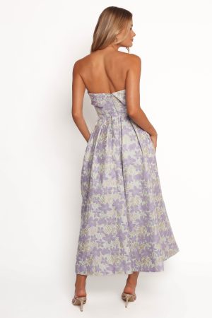 Rhea Strapless Midi Dress – Sage Floral
