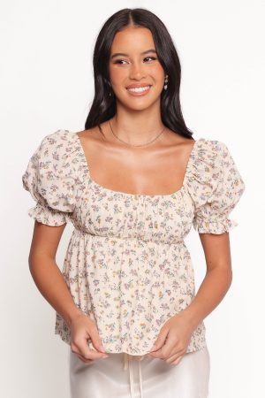 Rhiannon Bow Back Top – Cream Multi Floral