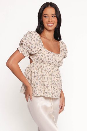 Rhiannon Bow Back Top – Cream Multi Floral