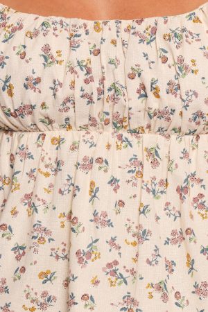 Rhiannon Bow Back Top – Cream Multi Floral