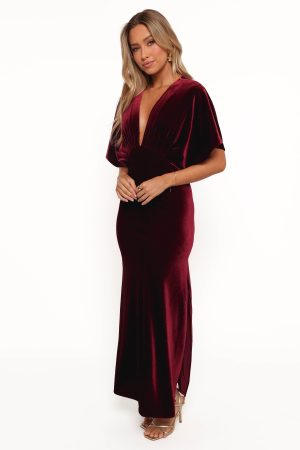 Ricki Velvet Maxi Dress – Wine