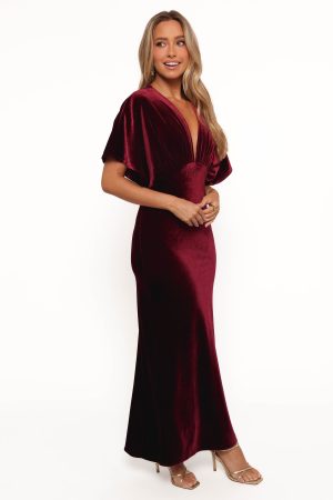 Ricki Velvet Maxi Dress – Wine