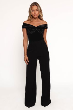Rita Velvet Off Shoulder Top – Black