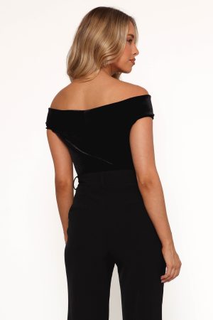 Rita Velvet Off Shoulder Top – Black