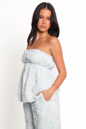 Robin Strapless Top – Pale Blue