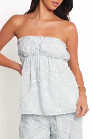 Robin Strapless Top – Pale Blue