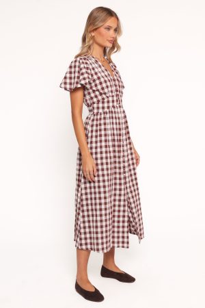 Robinson Maxi Dress – Brown Gingham