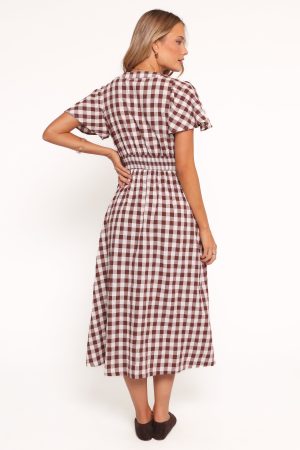Robinson Maxi Dress – Brown Gingham
