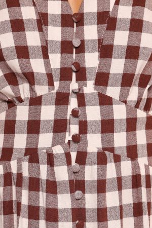 Robinson Maxi Dress – Brown Gingham