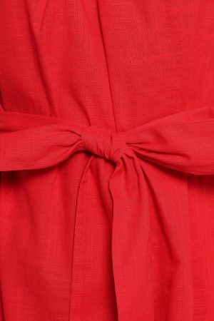 Roma One Shoulder Midi Dress – Red